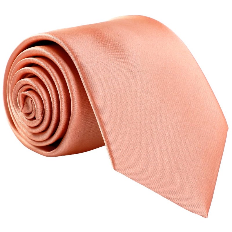 fortunatever Classical Solid Satin Necktie,Peach Pink Ties For Men With Gift Box - Image 1